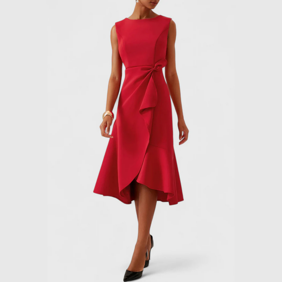 Karen | Women’s Draped Asymmetric Midi Dress
