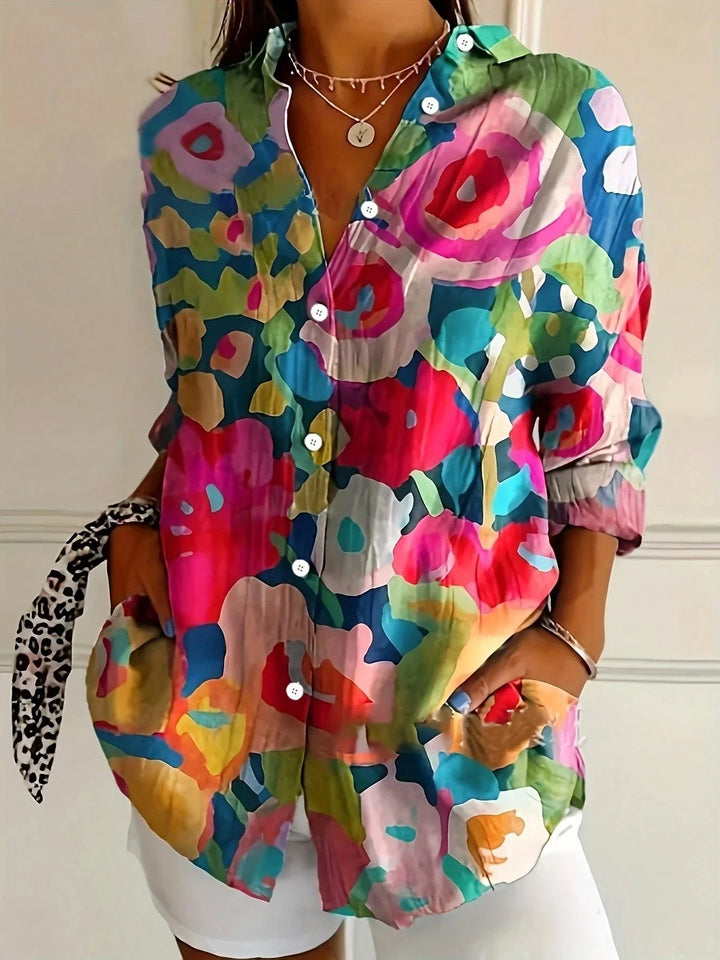 Abigail | Women Colorful Floral Button Front Blouse