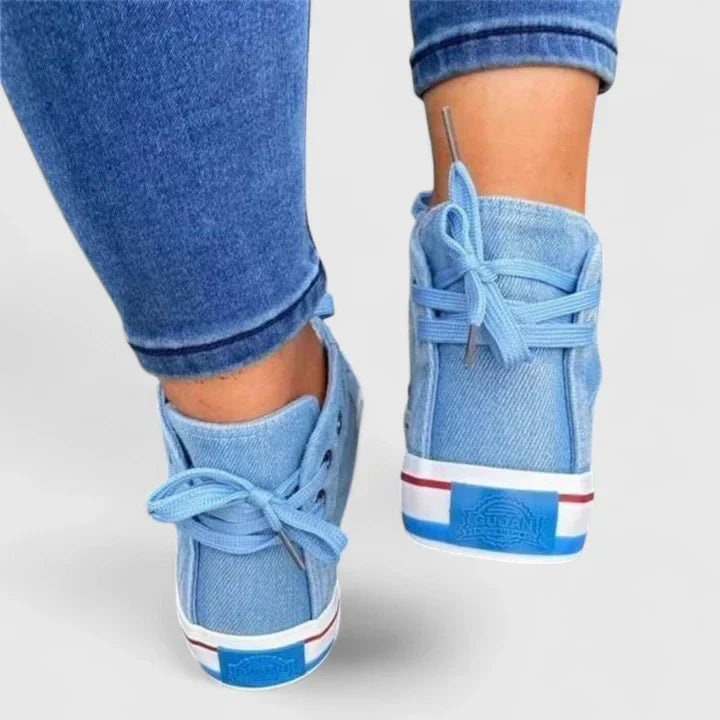 Katie | Womens Denim High Top Sneakers