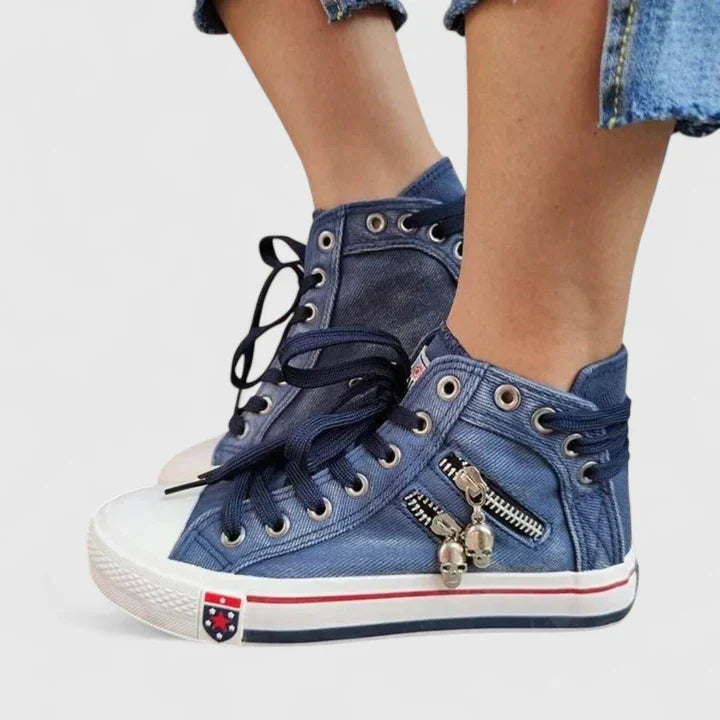 Katie | Womens Denim High Top Sneakers