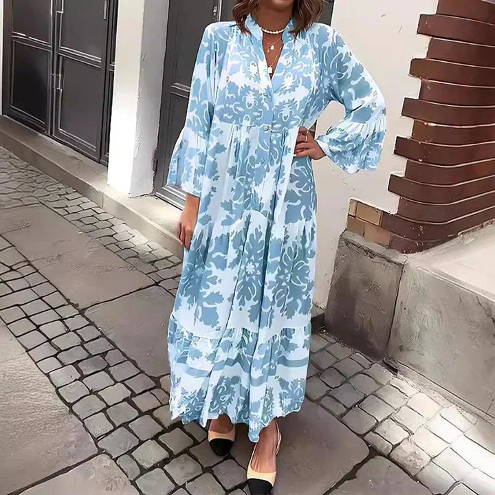Ava | Women's Boho Printed Long Sleeve Midi Dress
