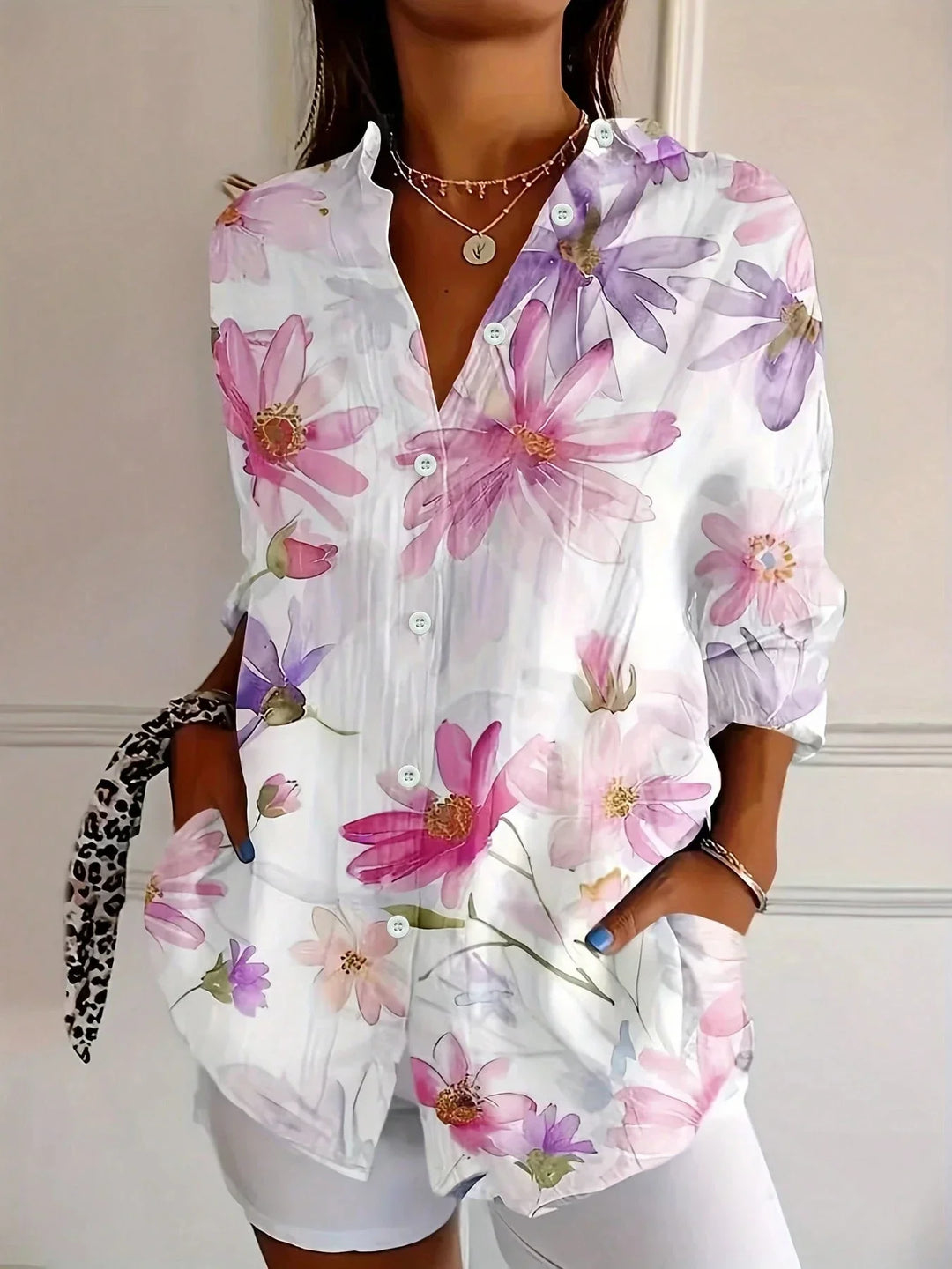 Abigail | Women Colorful Floral Button Front Blouse
