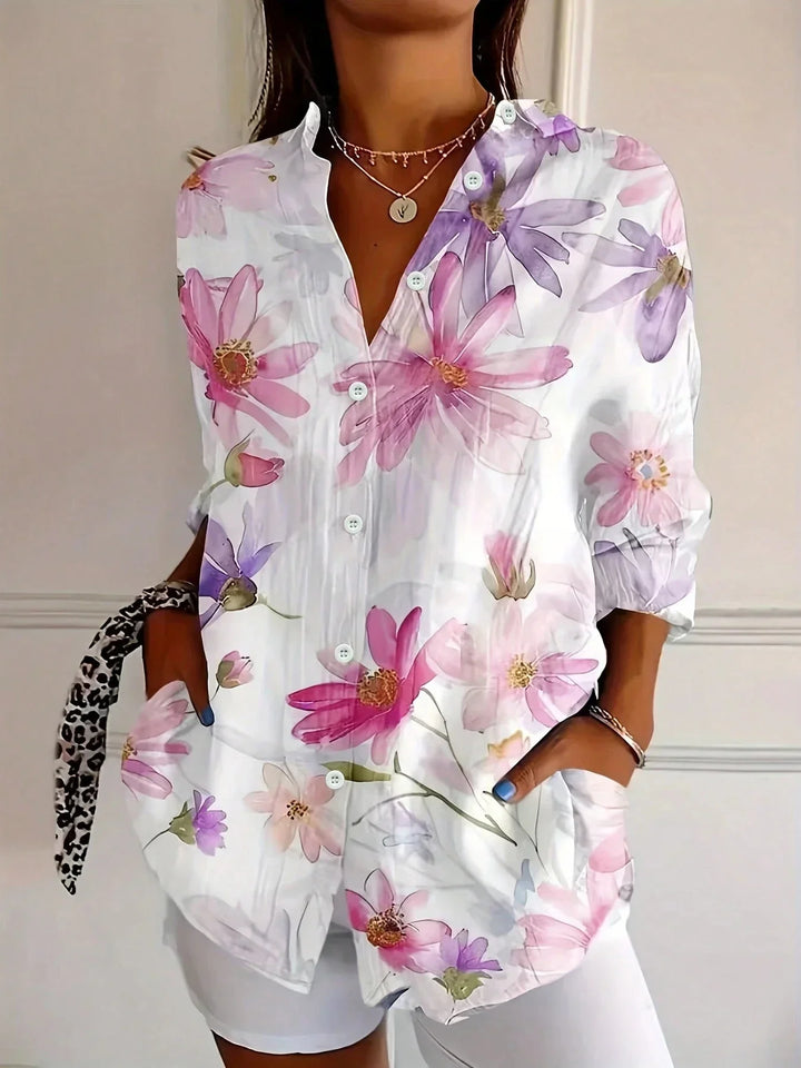 Abigail | Women Colorful Floral Button Front Blouse