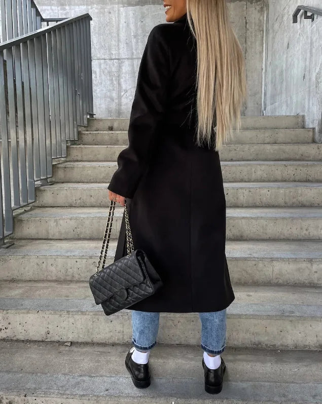 Audrey | Women’s Long Lapel Button Front  Coat