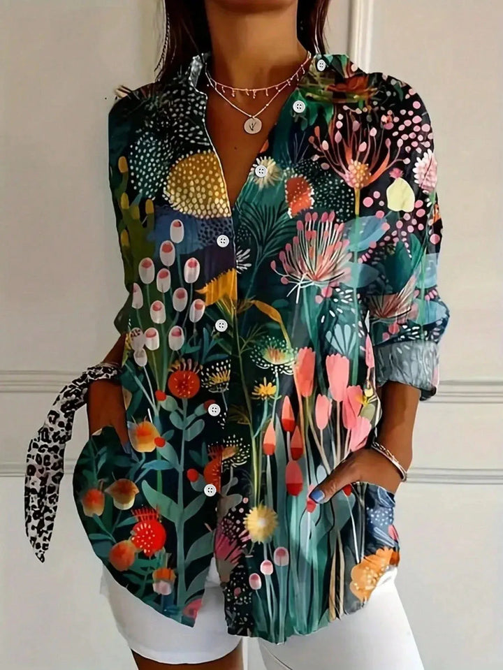 Abigail | Women Colorful Floral Button Front Blouse