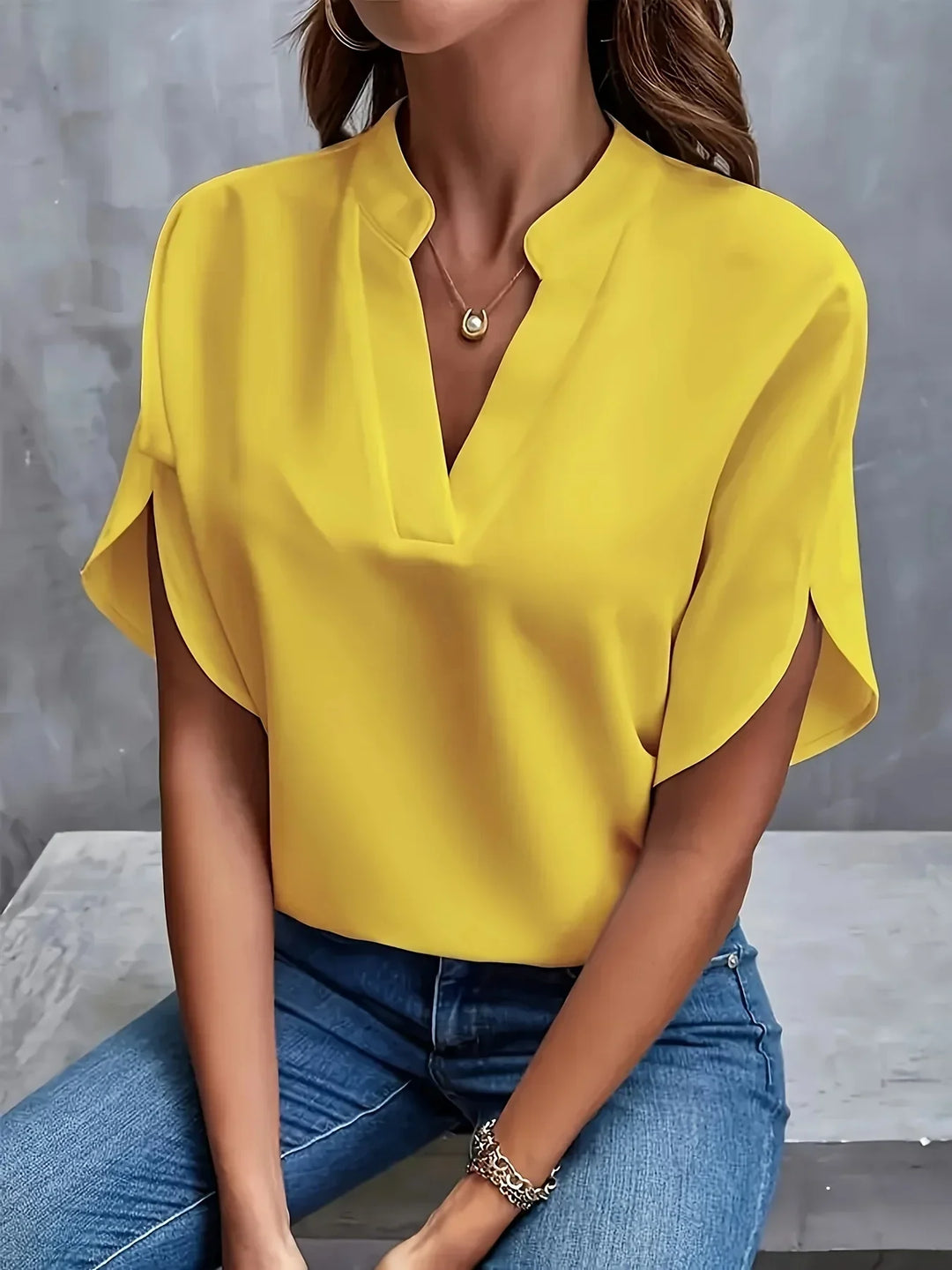 Bianca | Women Elegant Split Sleeve V Neck Blouse