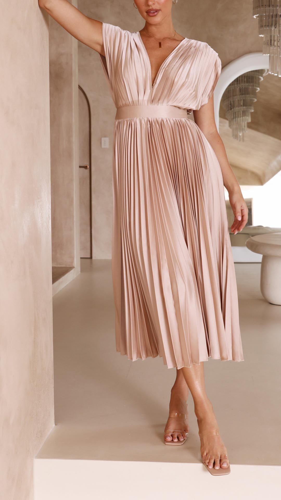 Julia | Women’s Classic Pleated Maxi Dress