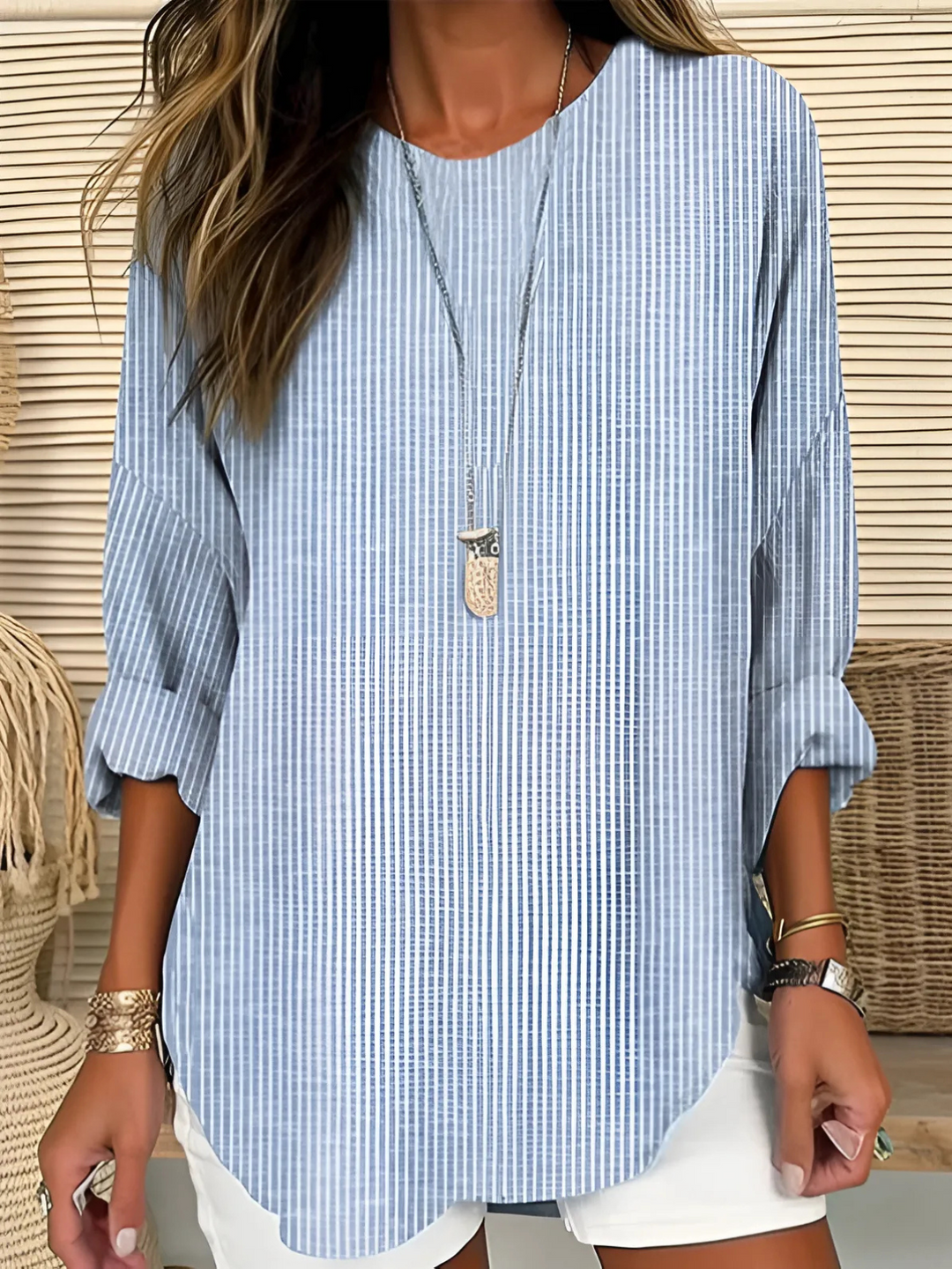 Tasha | Trendy Chic Striped Blouse