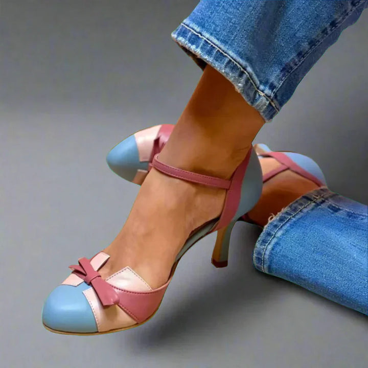 Catherine | Women Classic Bow Strap Mid Heel Pumps