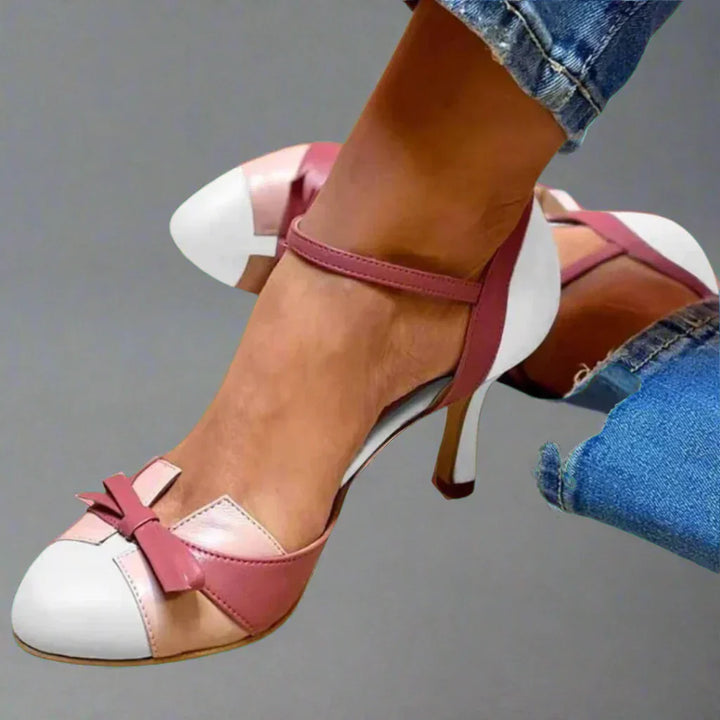 Catherine | Women Classic Bow Strap Mid Heel Pumps