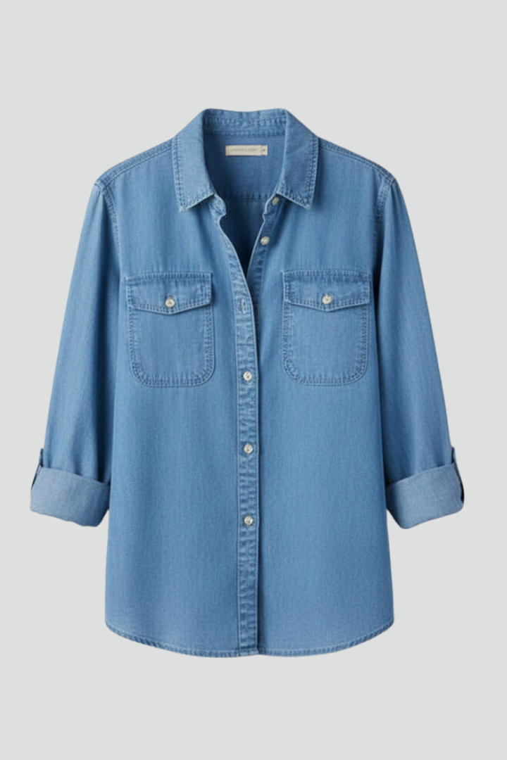 Lydia | Women’s Classic Button-Front Denim Shirt with Long Sleeves