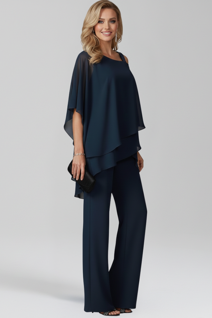 Olivia | Women’s Cold-Shoulder Flowing Wide-Leg Jumpsuit
