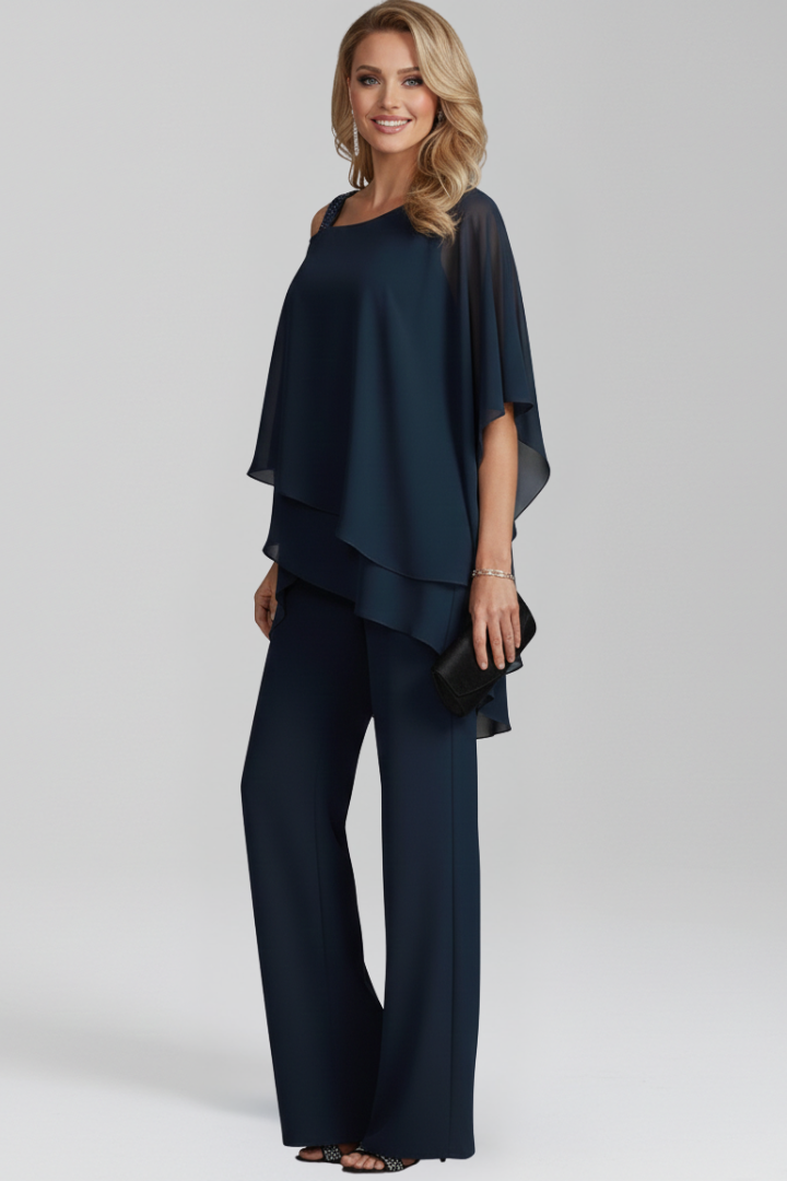 Olivia | Women’s Cold-Shoulder Flowing Wide-Leg Jumpsuit