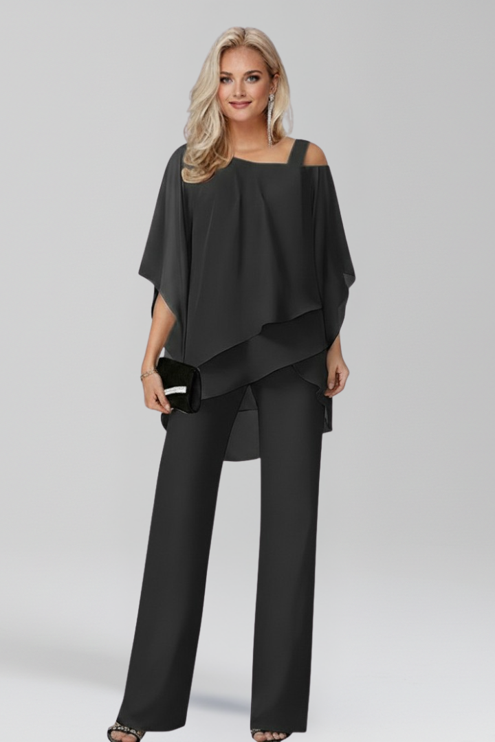 Olivia | Women’s Cold-Shoulder Flowing Wide-Leg Jumpsuit