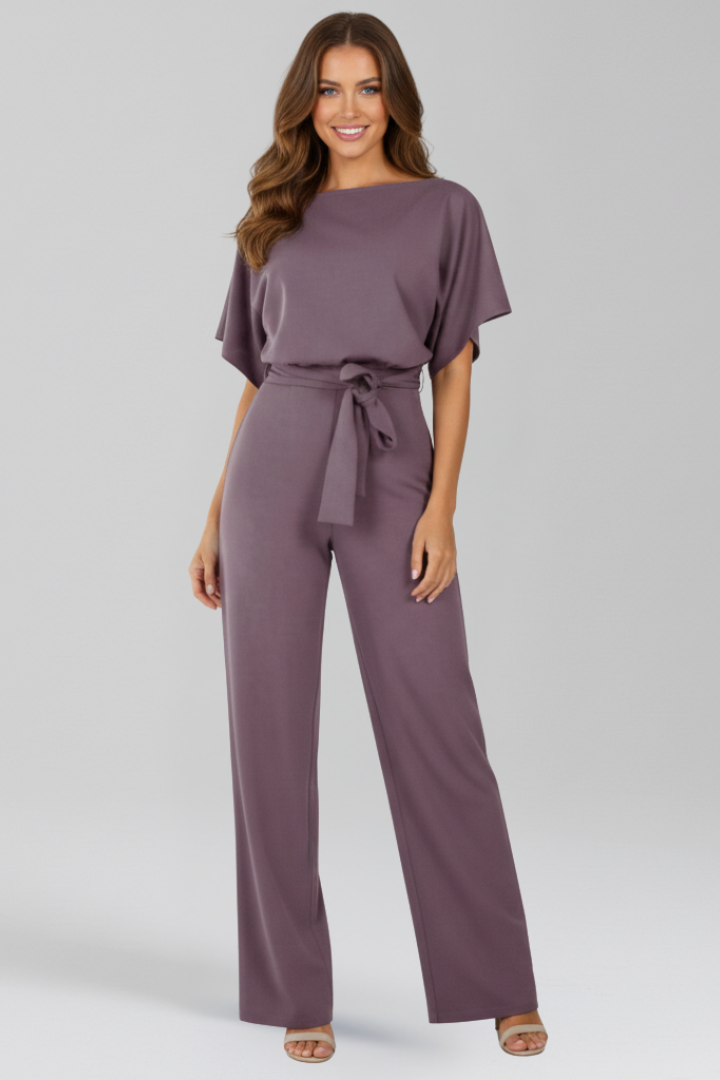 Rachel | Women’s Tie-Belt Wide-Leg Classic Jumpsuit