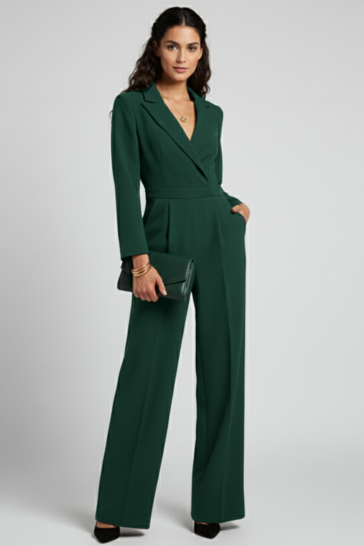 Mary | Women’s Wrap-Front Tailored Wide-Leg Jumpsuit