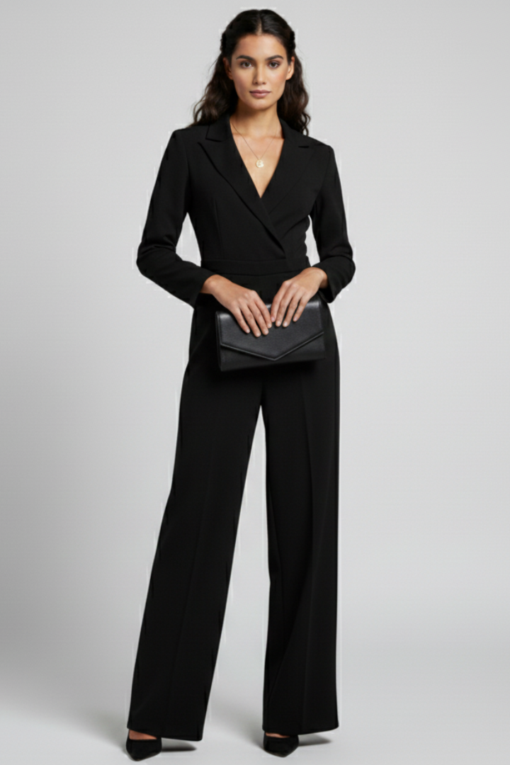 Mary | Women’s Wrap-Front Tailored Wide-Leg Jumpsuit