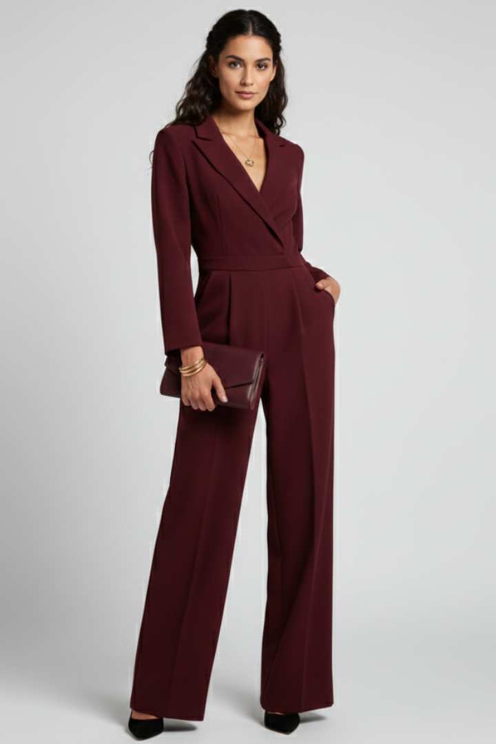 Mary | Women’s Wrap-Front Tailored Wide-Leg Jumpsuit