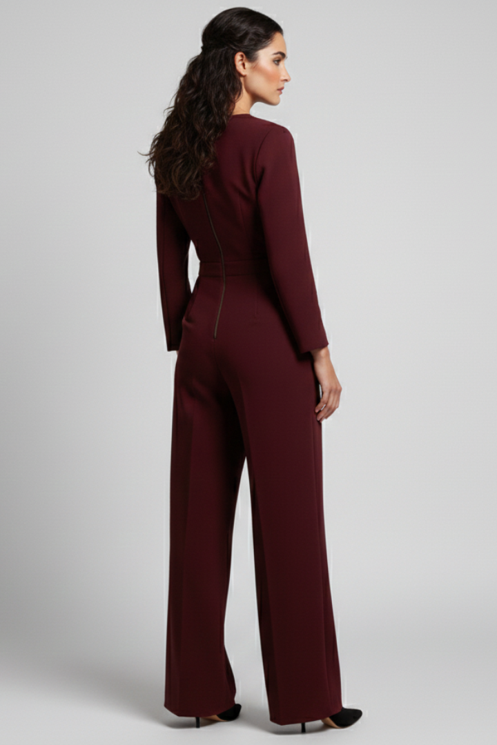 Mary | Women’s Wrap-Front Tailored Wide-Leg Jumpsuit