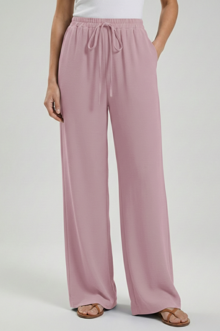 Catherine | Women’s Palazzo Trousers with Drawstring Waist and Side Pockets