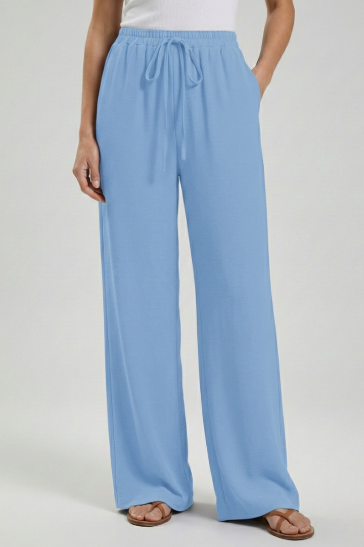 Catherine | Women’s Palazzo Trousers with Drawstring Waist and Side Pockets