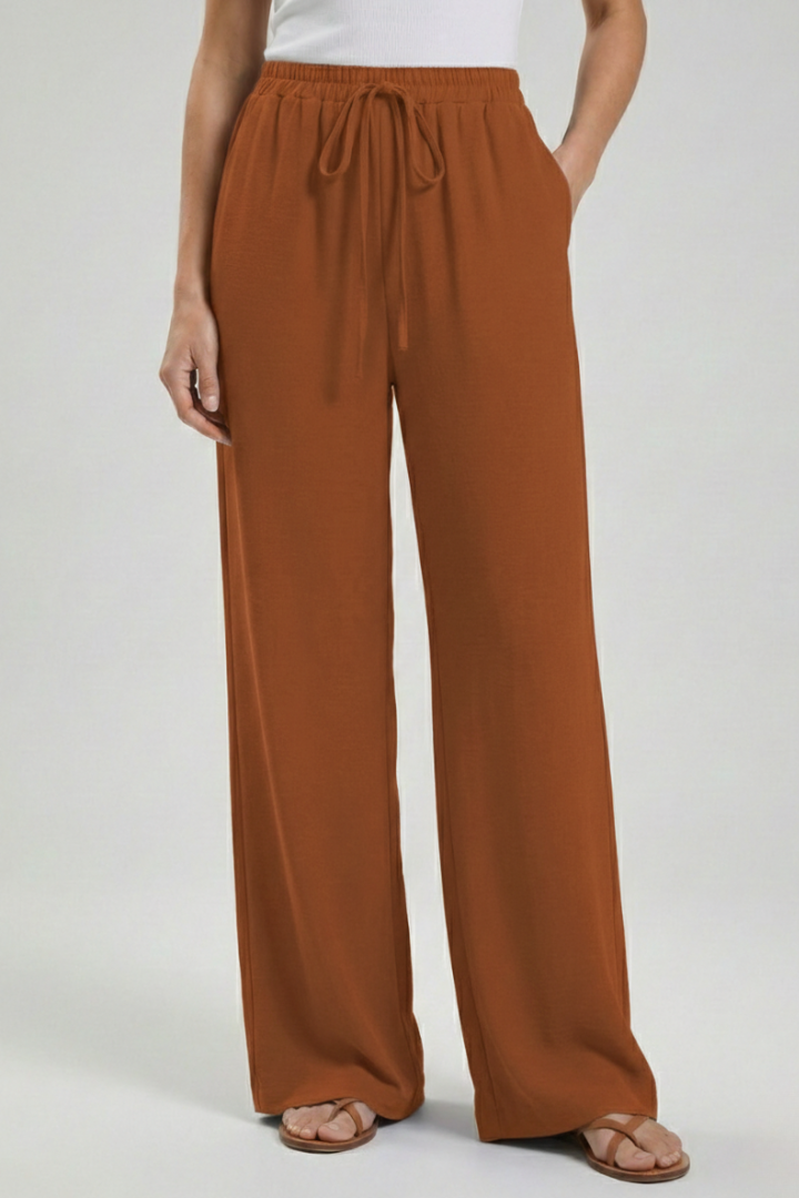 Catherine | Women’s Palazzo Trousers with Drawstring Waist and Side Pockets
