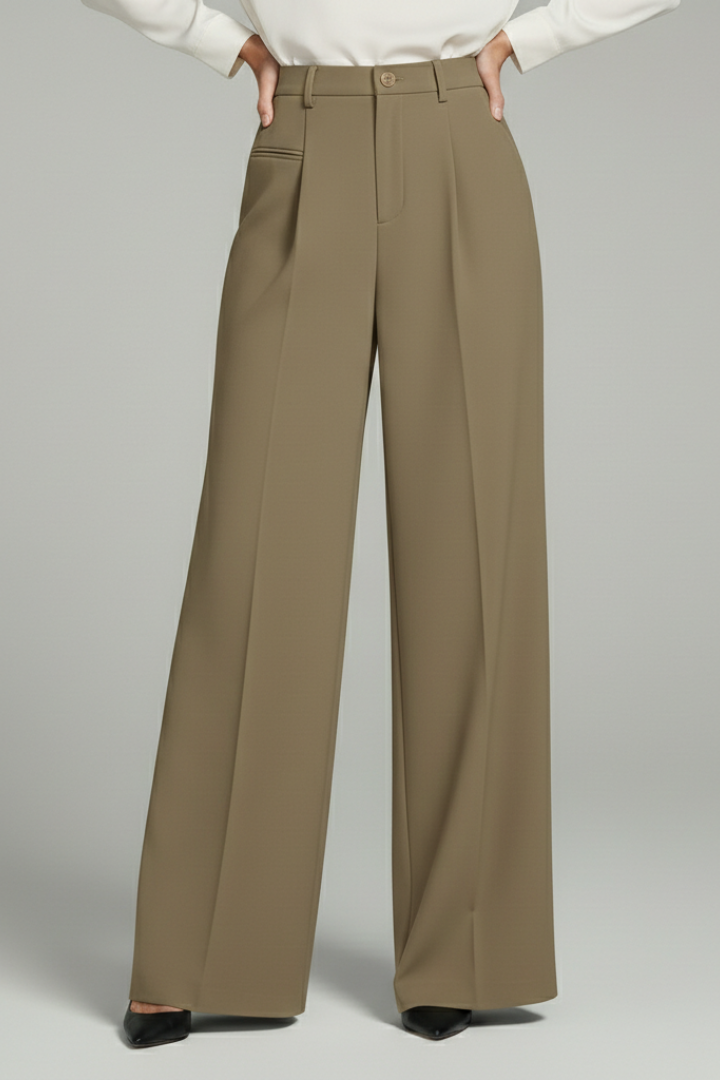 Ava | Women’s Palazzo Trousers with Front Pleats and Back Pockets