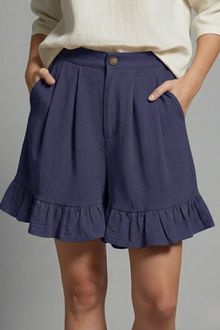 Ella | Women’s High Waist Ruffle Hem Casual Shorts