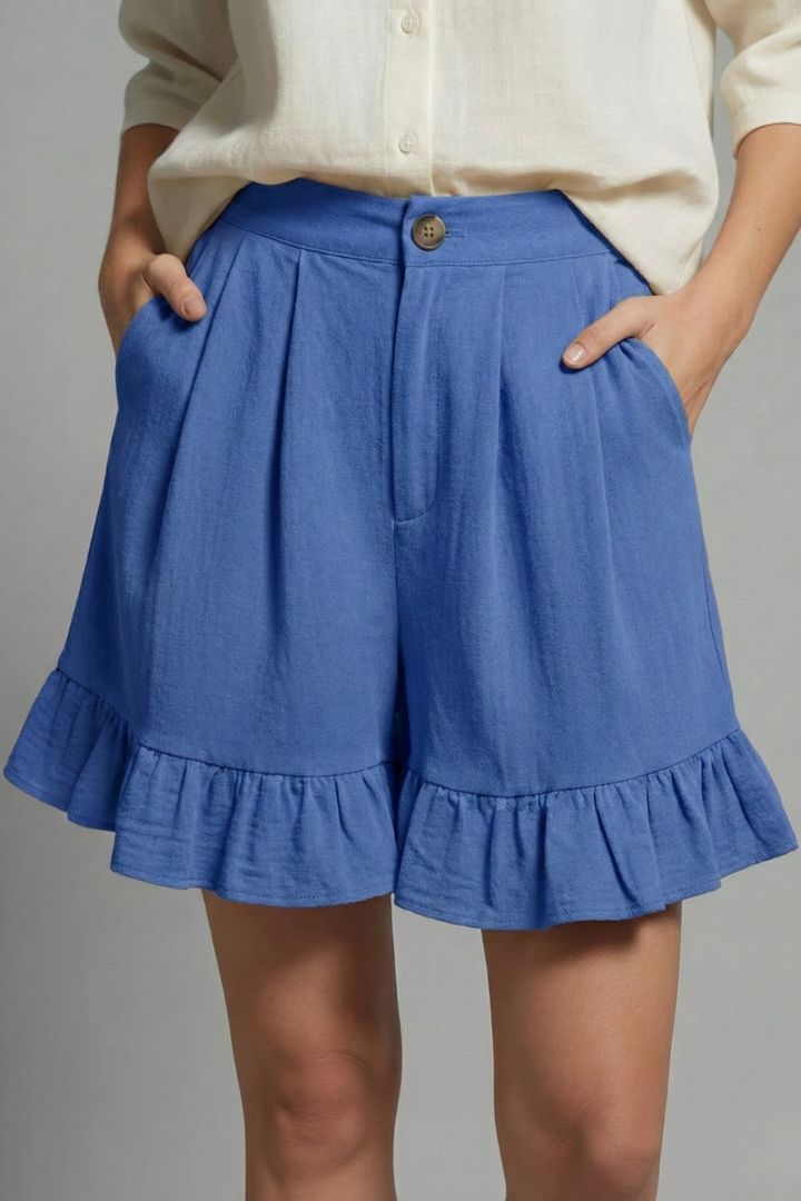 Ella | Women’s High Waist Ruffle Hem Casual Shorts
