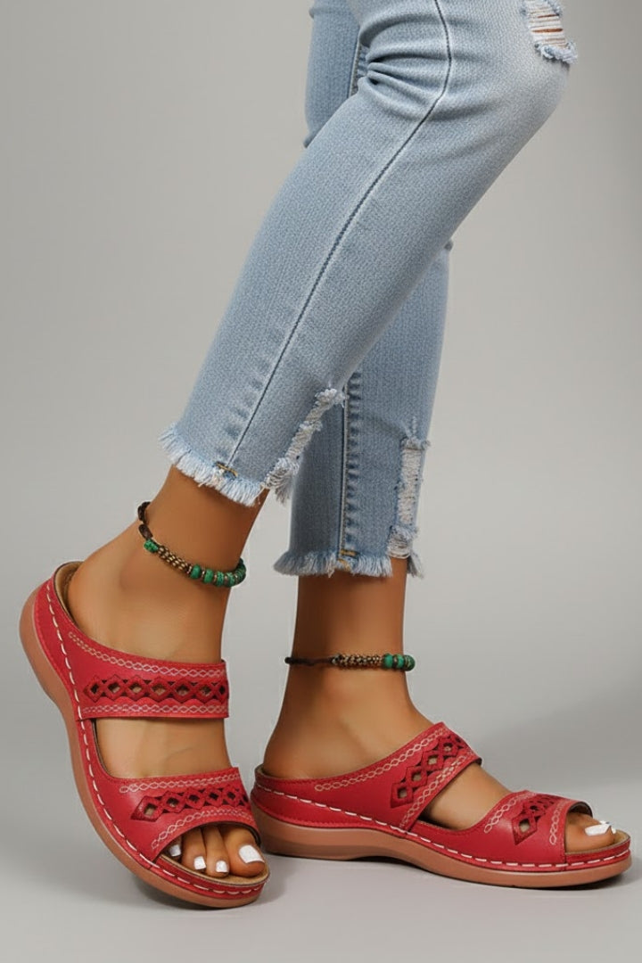 Harper | Women’s Slide Sandals with Dual Straps and Decorative Cutouts