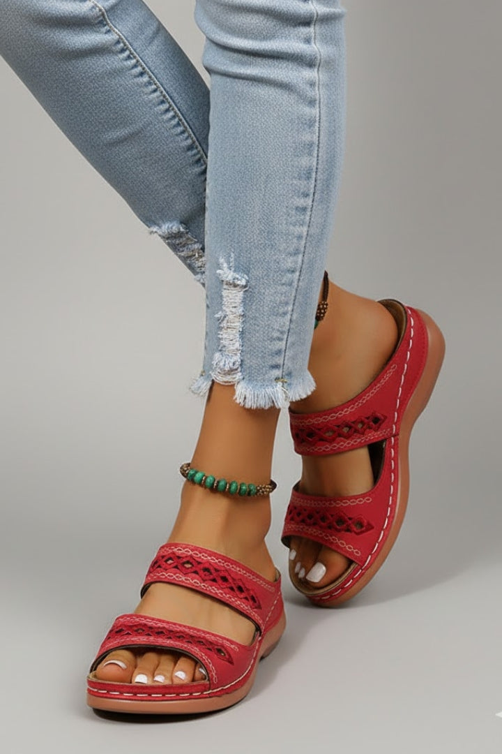 Harper | Women’s Slide Sandals with Dual Straps and Decorative Cutouts