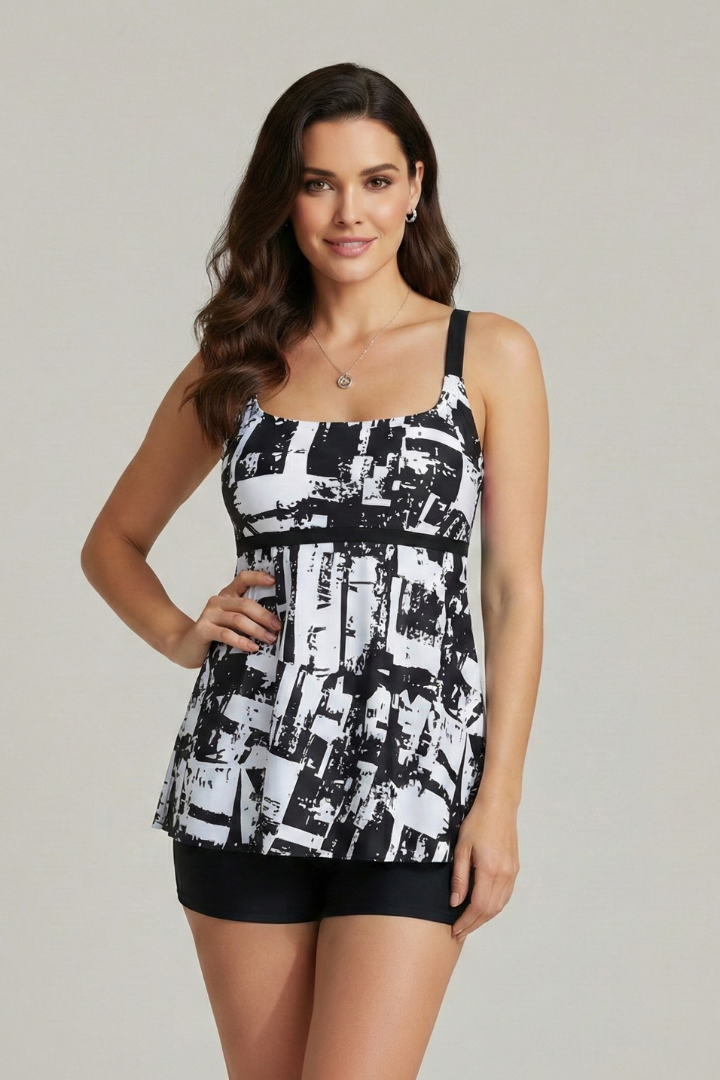 Hannah | Women’s Printed Tankini Set with Shorts