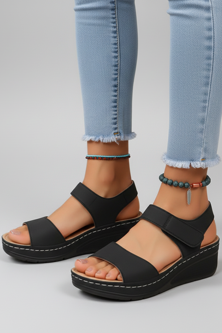 Lily | Women’s Wedge Sandals Loop Straps Toe