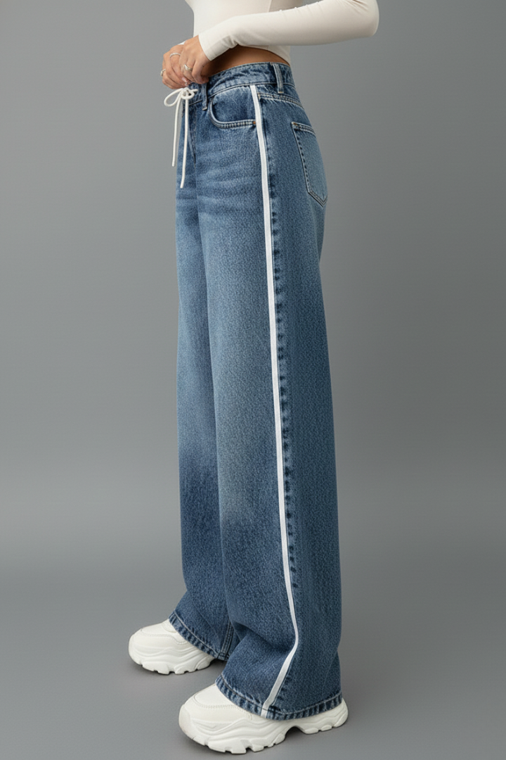 Harper | Women’s Relaxed Wide-Leg Denim Jeans with Drawstring Detail
