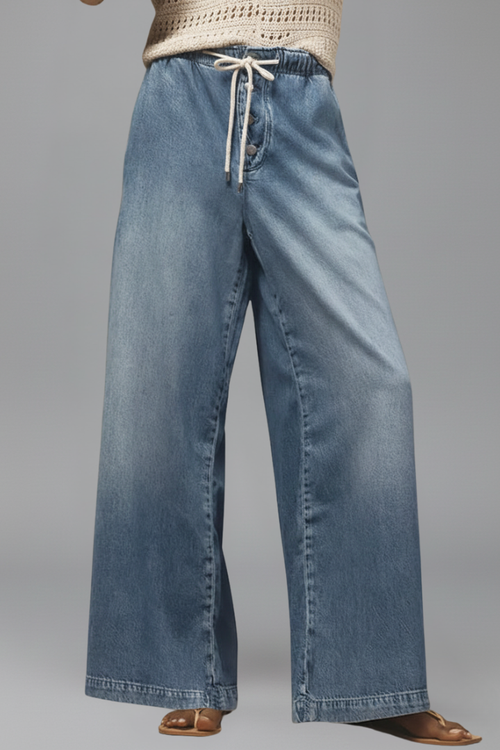 Lily | Women’s Relaxed Wide-Leg Drawstring Denim Jeans