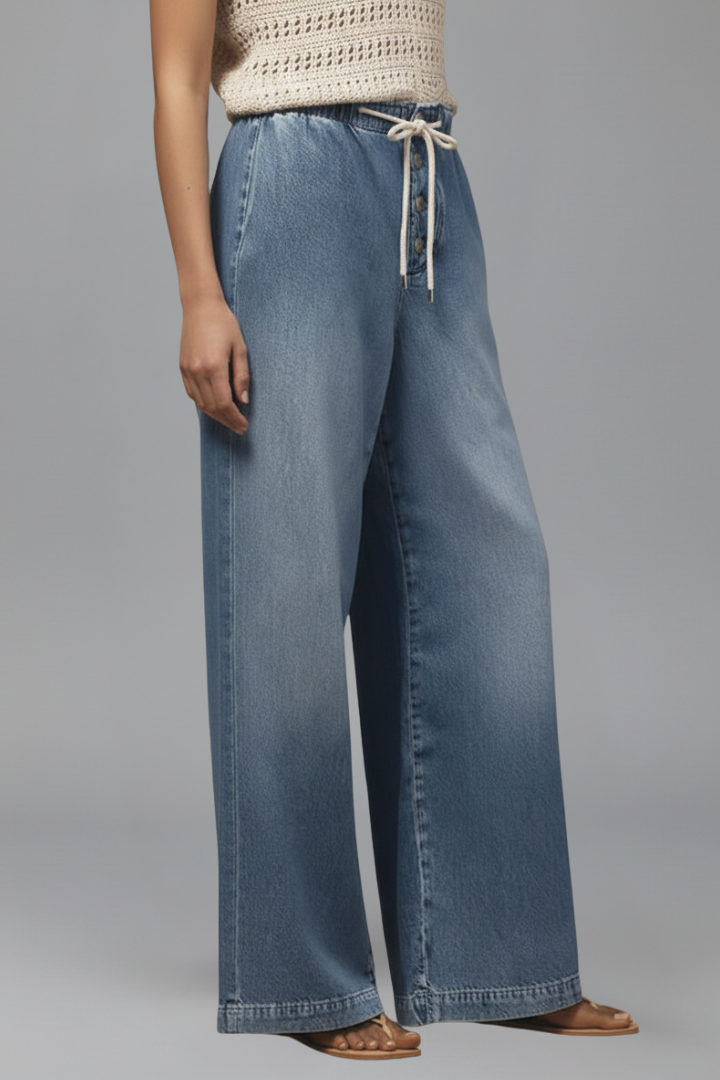 Lily | Women’s Relaxed Wide-Leg Drawstring Denim Jeans