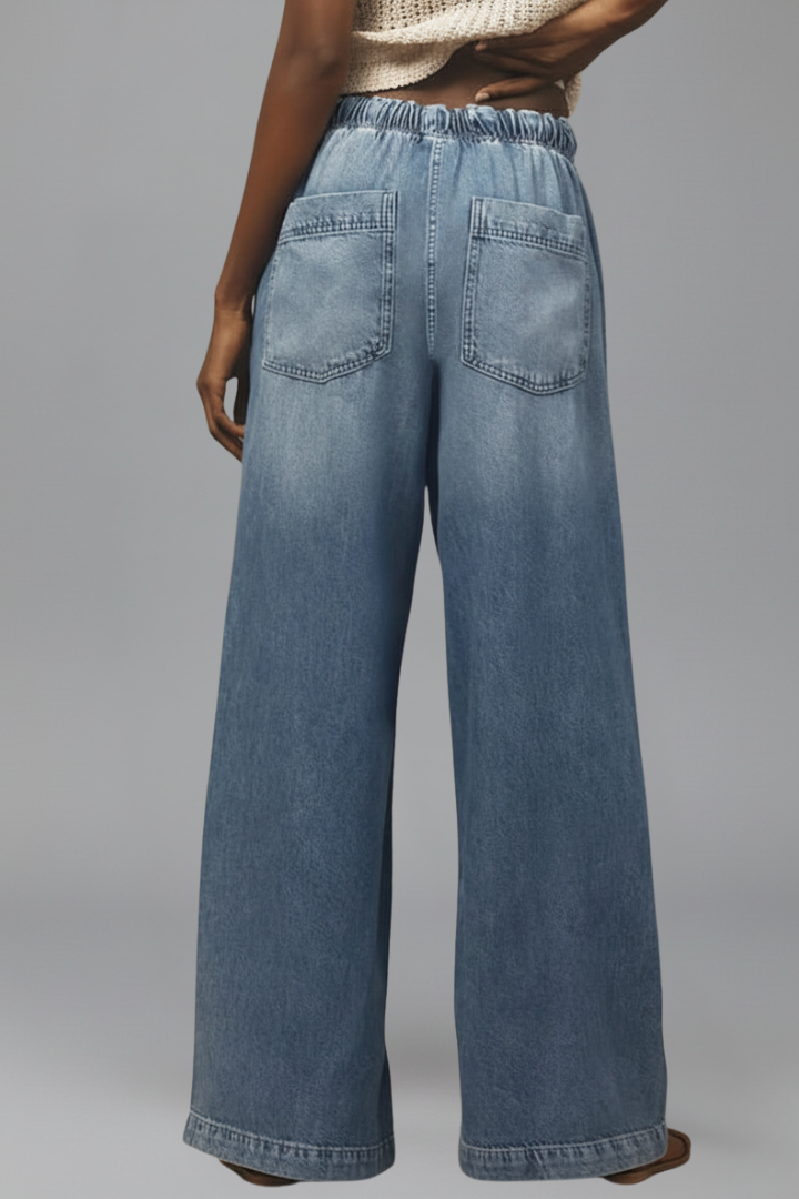 Lily | Women’s Relaxed Wide-Leg Drawstring Denim Jeans