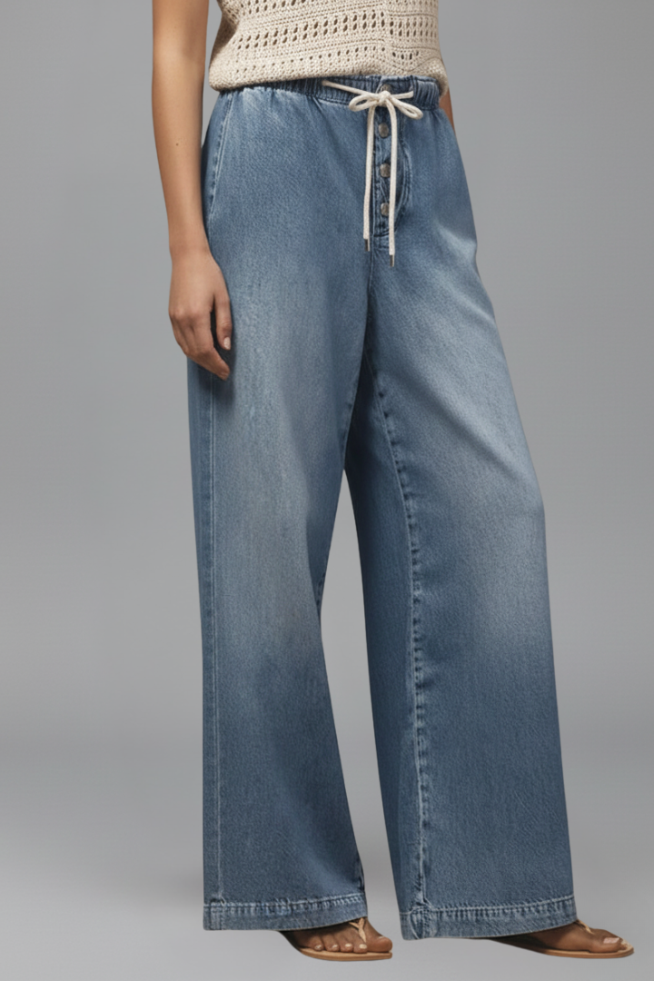 Lily | Women’s Relaxed Wide-Leg Drawstring Denim Jeans