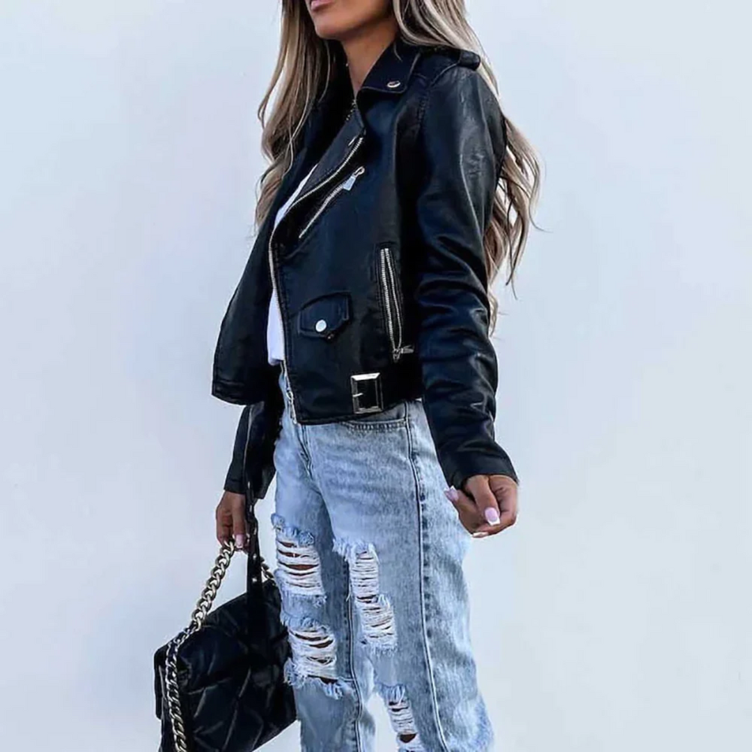 Catherine | Women’s Classic Zipper Biker Jacket