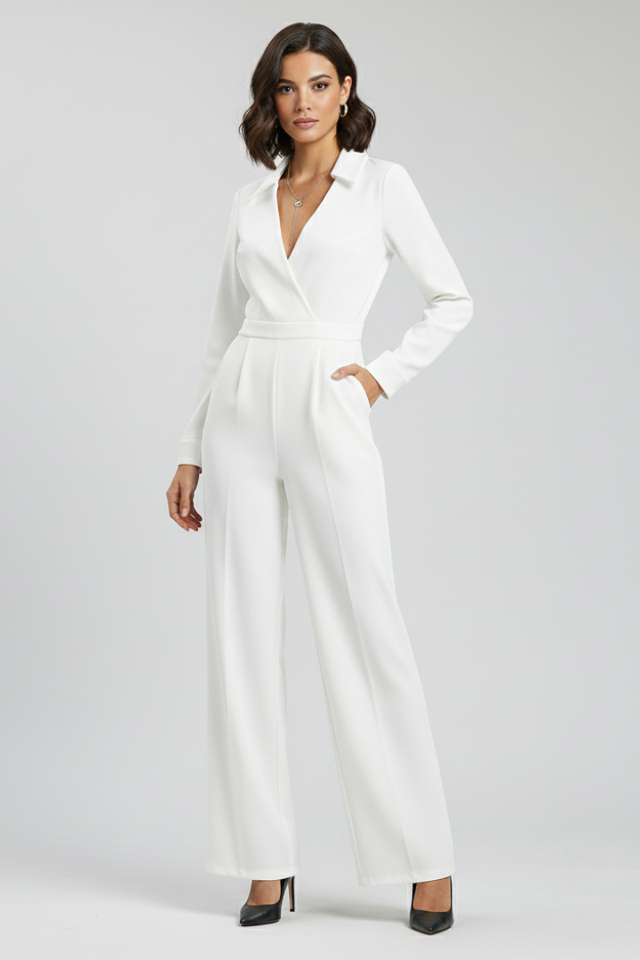 Ruby | Women’s Collared Wide-Leg Tailored Jumpsuit