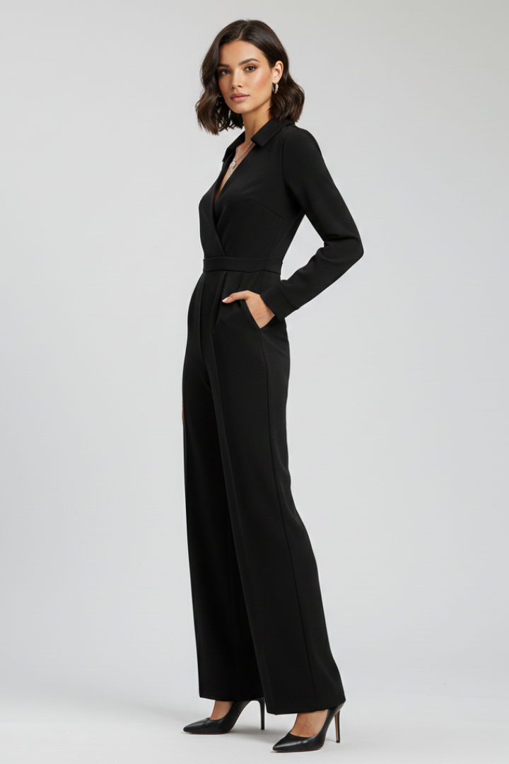 Ruby | Women’s Collared Wide-Leg Tailored Jumpsuit