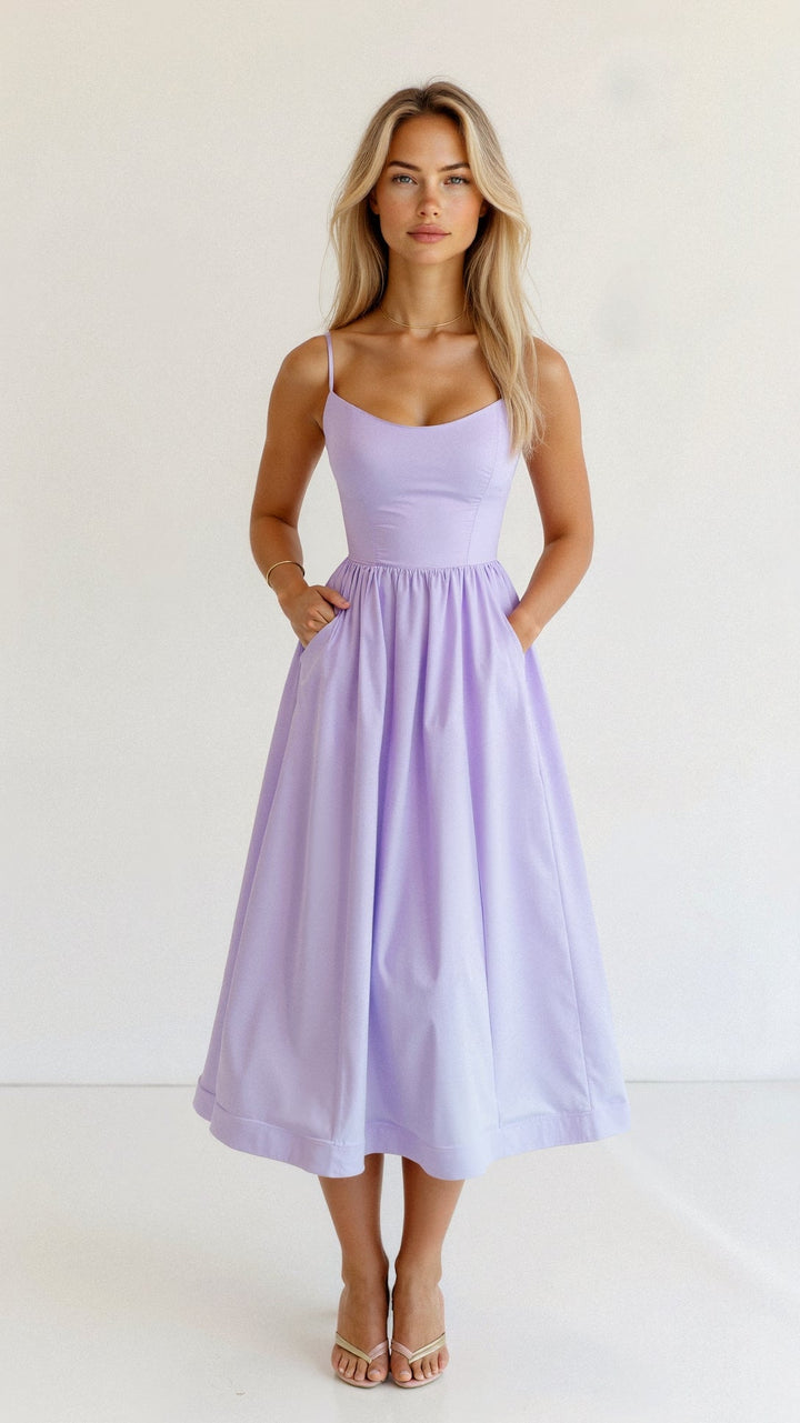 Mary | Women’s A Line Midi Dress Ascot Style