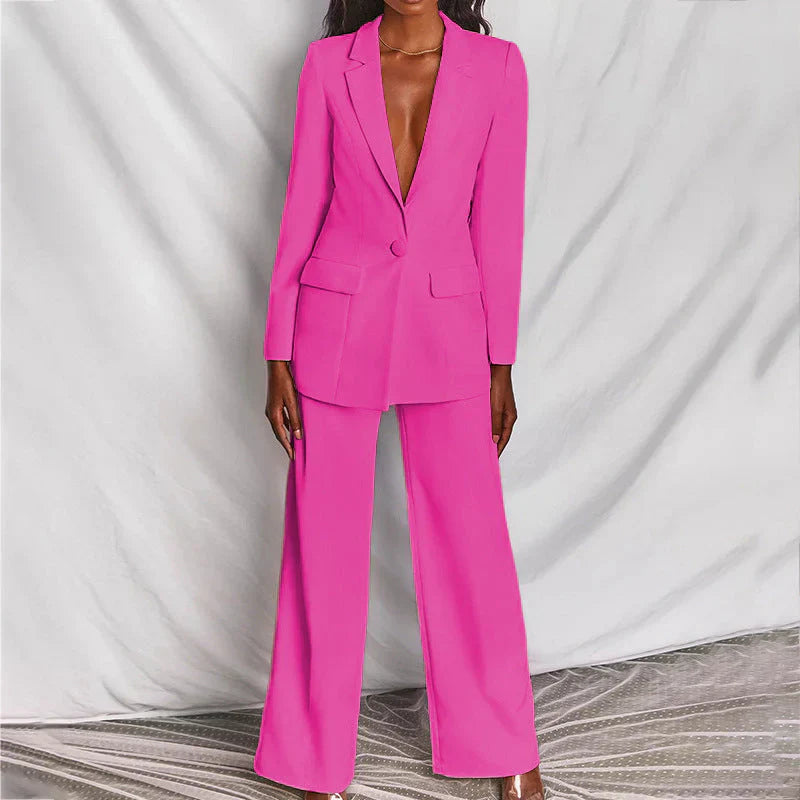 Anna | Women’s Trouser Suit Longline Blazer Wide-Leg Structured