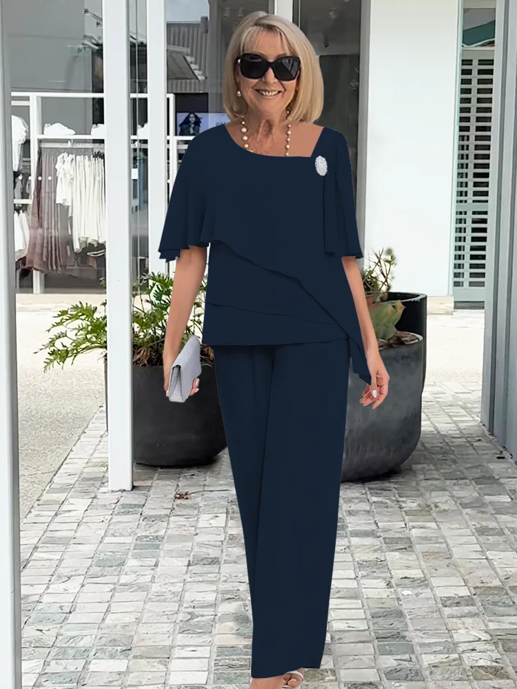 Audrey | Women’s Elegant Layered Evening Top And Pants Set
