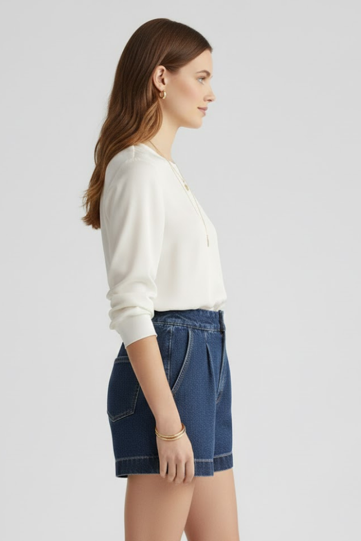 Heidi | Women’s High Waisted Shorts Rolled Hem