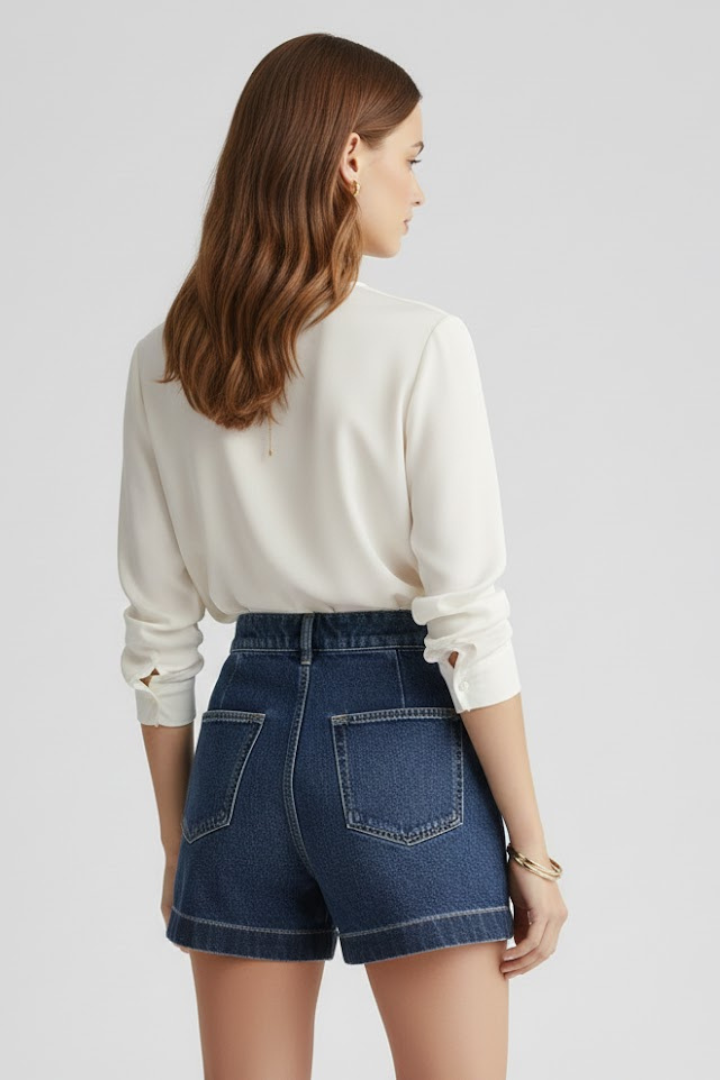 Heidi | Women’s High Waisted Shorts Rolled Hem