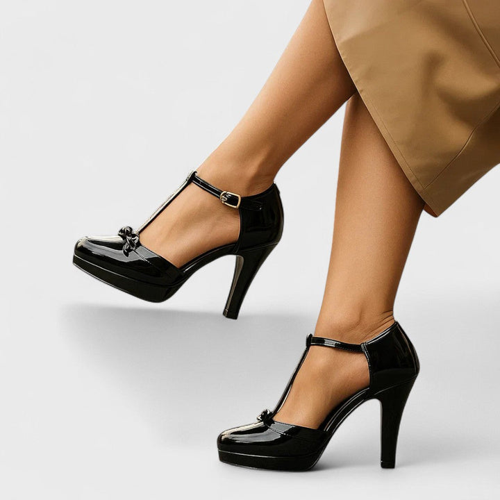 Amelia | Women Spring T-Strap Bow Platform Heels