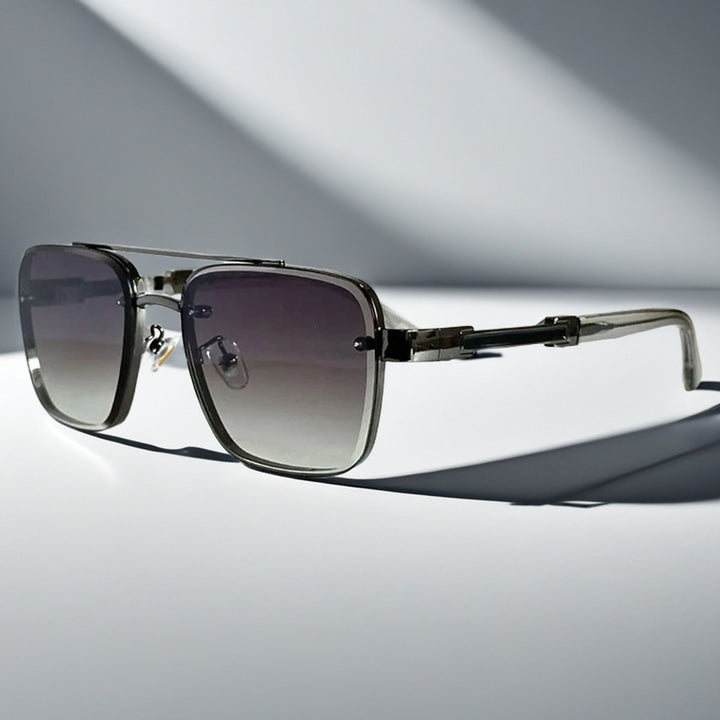 Aviator-Square Fusion Gold-Tone Gradient Lens Sunglasses