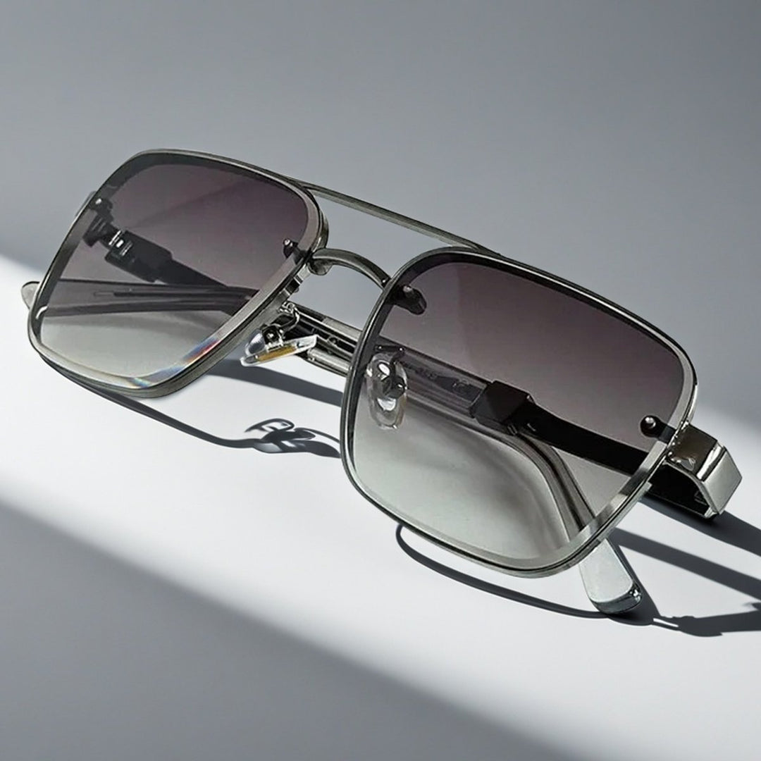 Aviator-Square Fusion Gold-Tone Gradient Lens Sunglasses