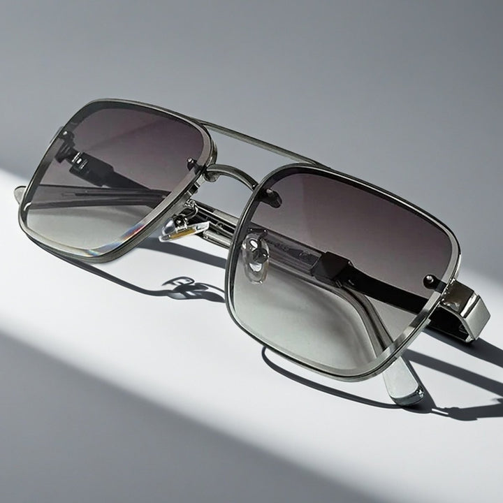 Aviator-Square Fusion Gold-Tone Gradient Lens Sunglasses